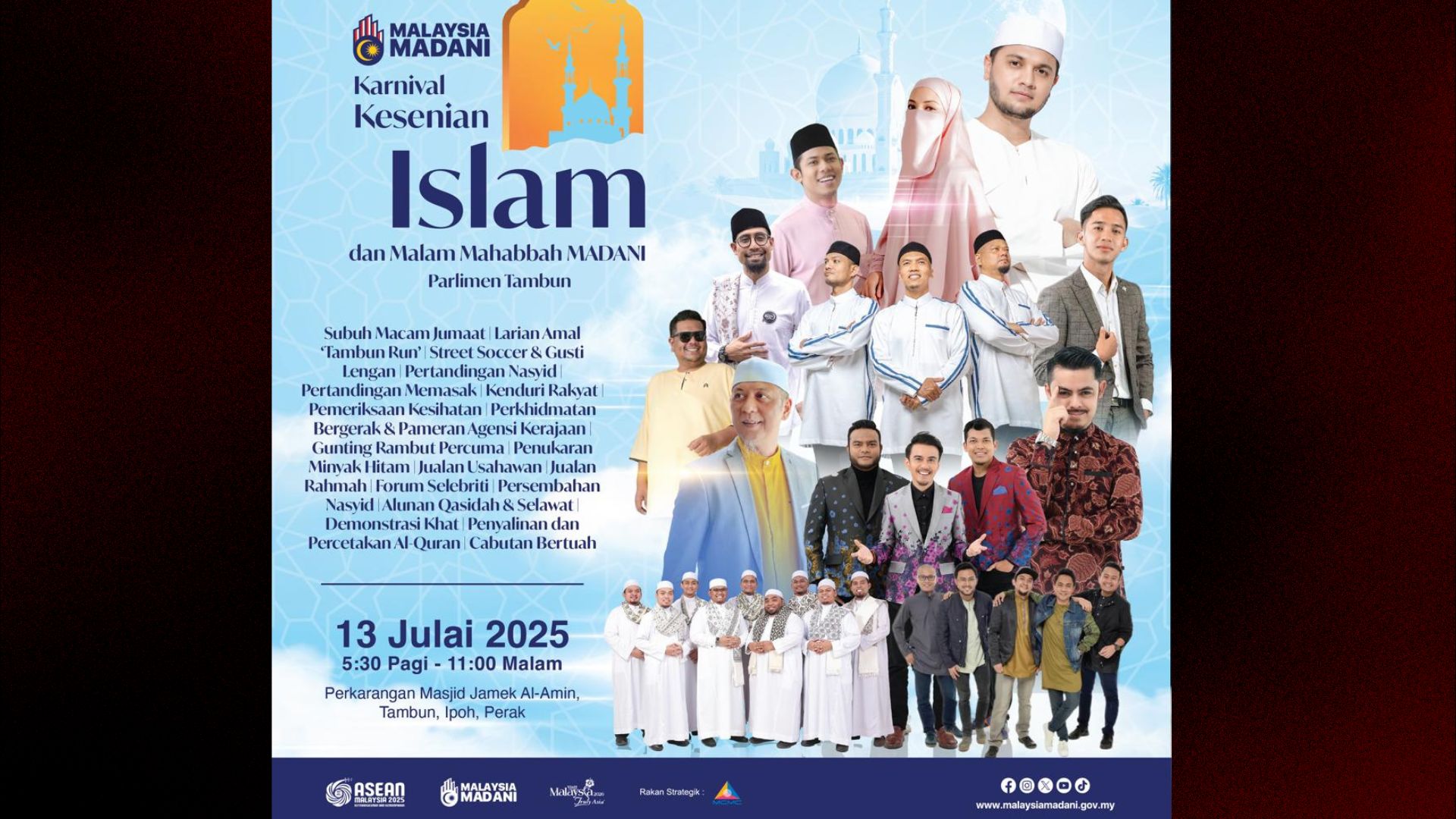 Karnival Kesenian Islam & Malam Mahabbah Madani Tambun 2025 – Ribuan Dijangka Hadir 13 Julai di Masjid Jamek Al-Amin